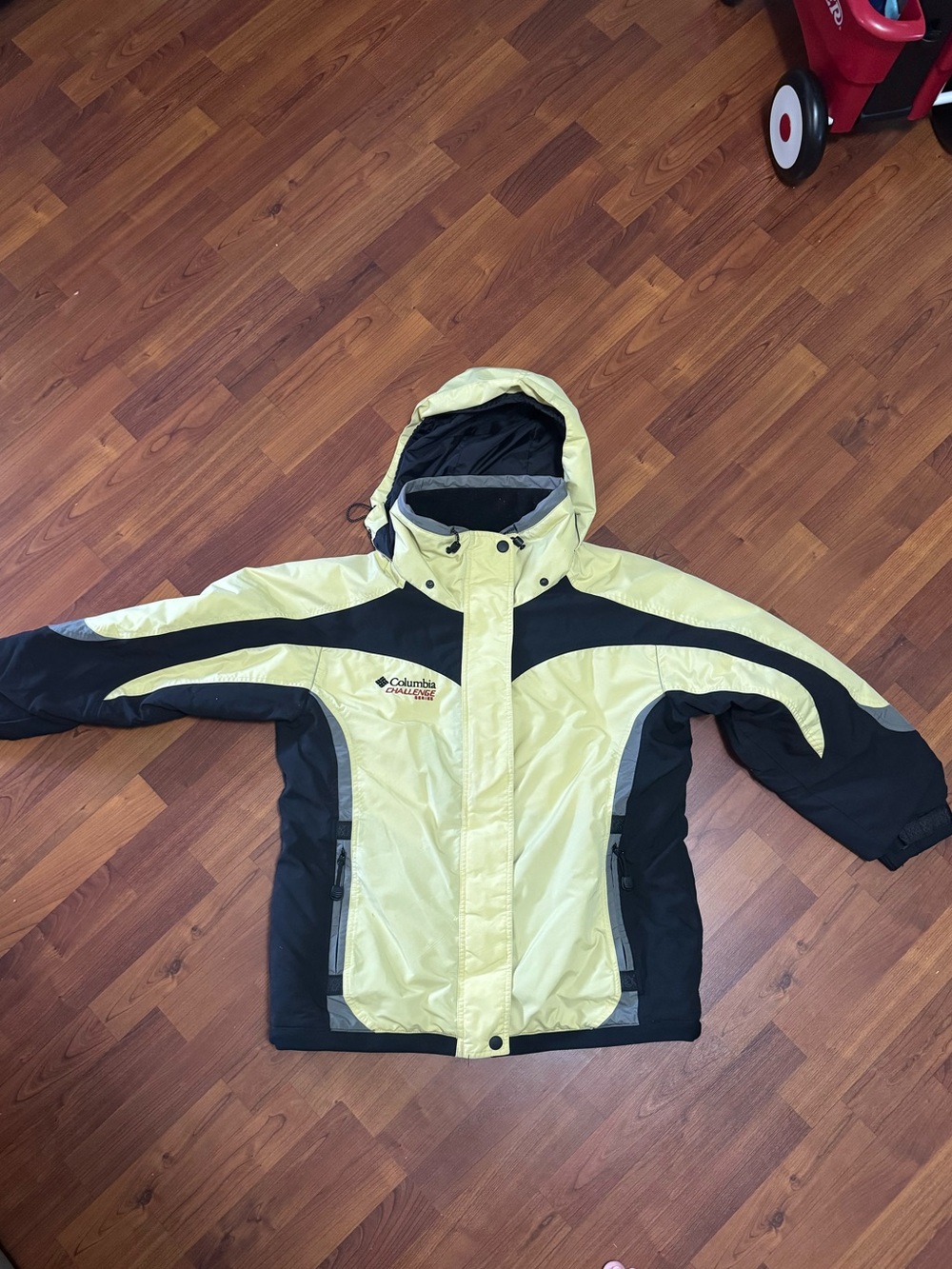 Columbia Yellow and Black Kids Puffer Jacket with Hood